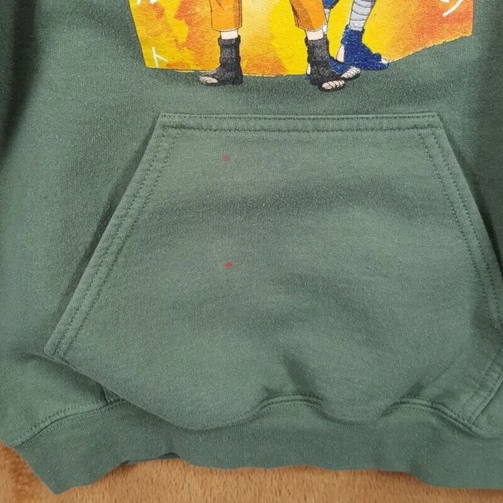 NARUTO SHIPPUDEN Hoodie Boys Small Green Pullover Graphic Anime Sweatshirt
